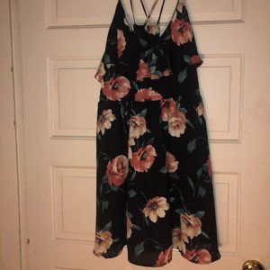 Cross-Back Floral Dress